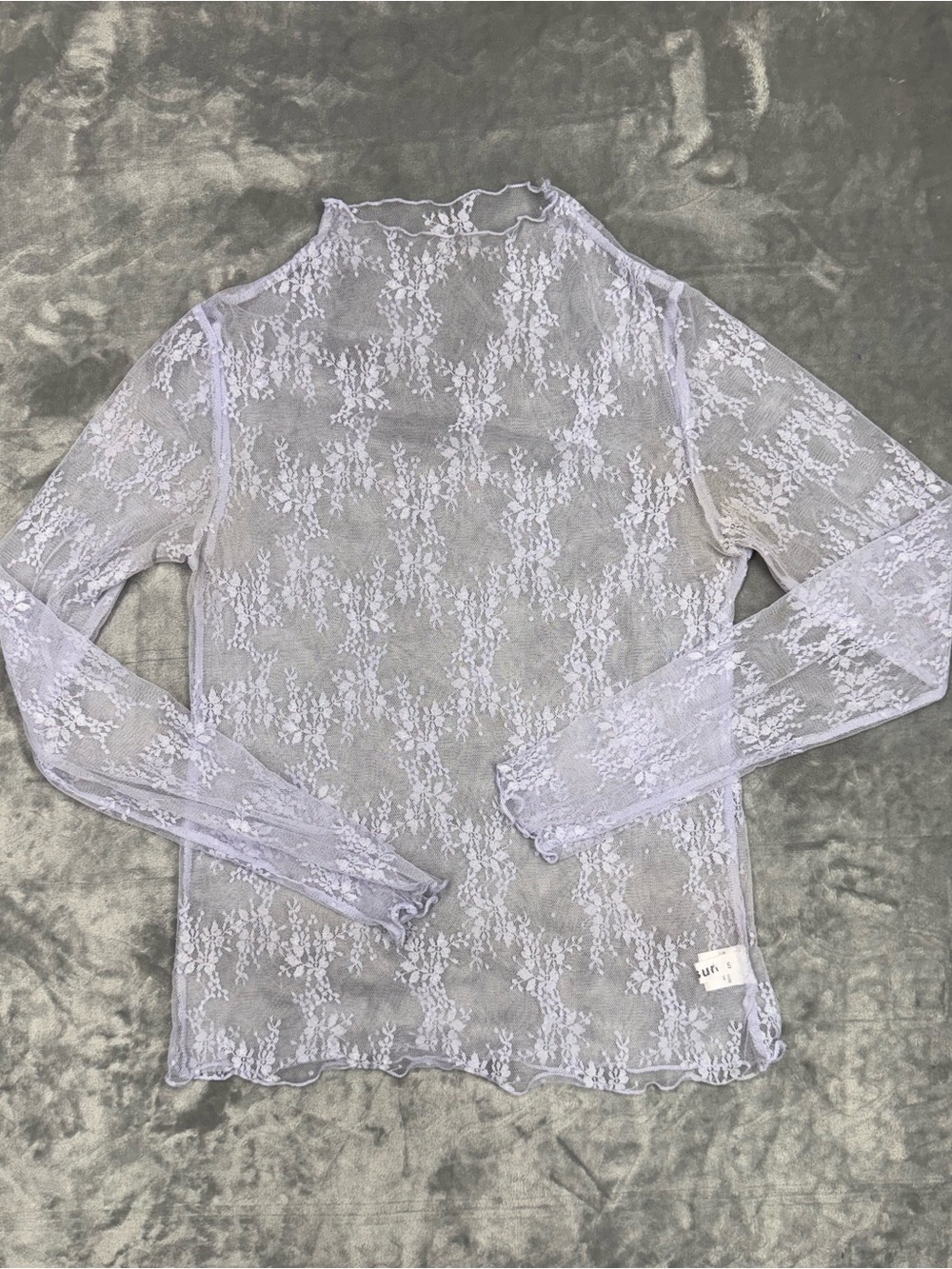 Sheer Long-Sleeve Lace Shirt in Light Lavender